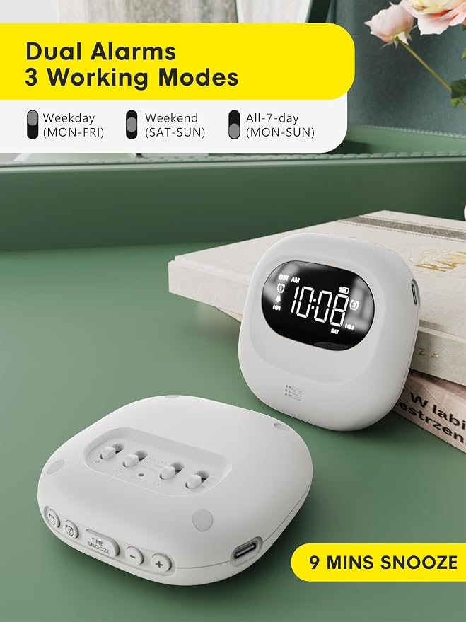 Vibrating Alarm Clock Bed Shaker Travel Clock, Rechargeable 3000mAh Battery - Image 5