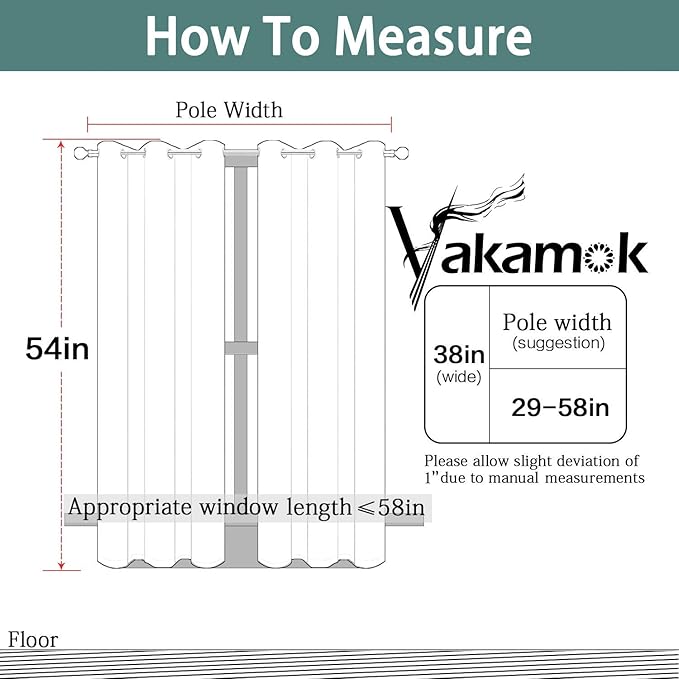 Yakamok Blackout Curtains for Bedroom - Grommet Thermal Insulated Room Darkening Curtains for Living Room, Set of 2 Panels (38 x 54Inch, Black)