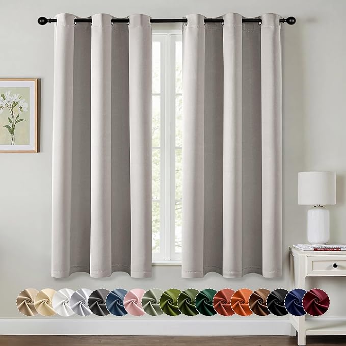 MIULEE Cobblestone Blackout Curtains for Bedroom Living Room 54 Inches Long 2 Panels, Thermal Insulated Room Darkening Drapes Grommet Noise Reducing Light Blocking Window Treatments 40x54 Inch