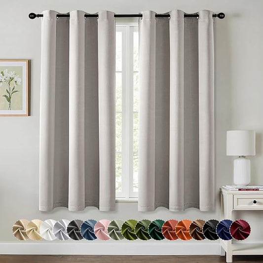 MIULEE Cobblestone Blackout Curtains for Bedroom Living Room 45 Inches Long 2 Panels, Thermal Insulated Room Darkening Drapes Grommet Noise Reducing Light Blocking Window Treatments 40x45 Inch