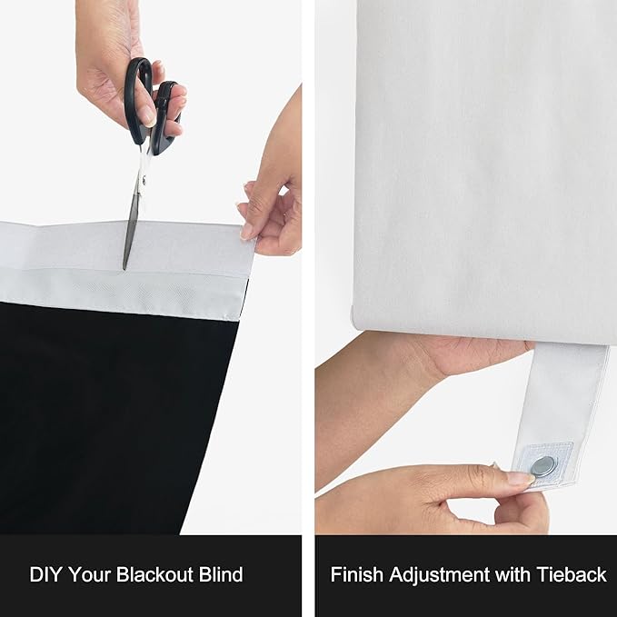 NICETOWN 100% Blackout Door Curtains for Blinds, Tie Up Thermal Insulated Window Panels Room Darkening French Shade for Kitchen Patio Glass Door, Set of 1 Panel, 36 x 72 Inch, Greyish White
