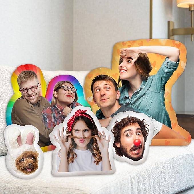 Custom Pillow - Custom Pet Pillow with Photo - Funny Valentines Day Gifts for Boyfriends - Personalized Photo Shaped Dog Cat Face Pillow Gifts - Personalized Gag Gifts - Customized Stuffed Animal