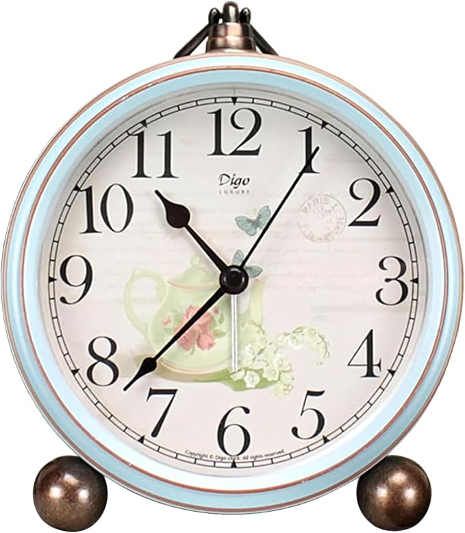 Maxspace 5.2in Desk Clock, Retro Silent Analog Clock Non-Ticking & Battery Operated with Quartz Movement,Clock Decor for Bedroom Living Room by Maxspace