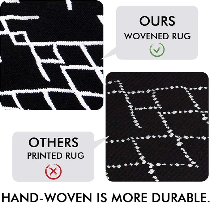 IOHOUZE Kitchen Hallway Runner Rug -2'x6' Boho Black White Entryway Runner Rugs for Halloween Decor/Fall Decor, Woven Indoor Outdoor Carpet Rugs, Washable Rag Rug for Bedroom/Bathroom/Laundry Room