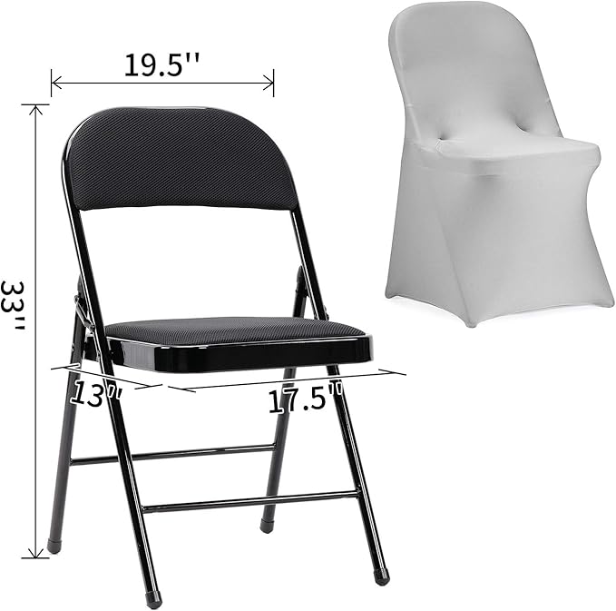Peomeise Stretch Spandex Folding Chair Cover for Wedding Party Dining Banquet Event (Silver,6pcs)
