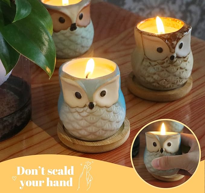 Scented Candles Birthday Gifts for Women, Owl Gifts for Women, 6 Pack Novelty Owl Aromatherapy Candle Bulk Gift for Birthday Mother's Thanksgiving