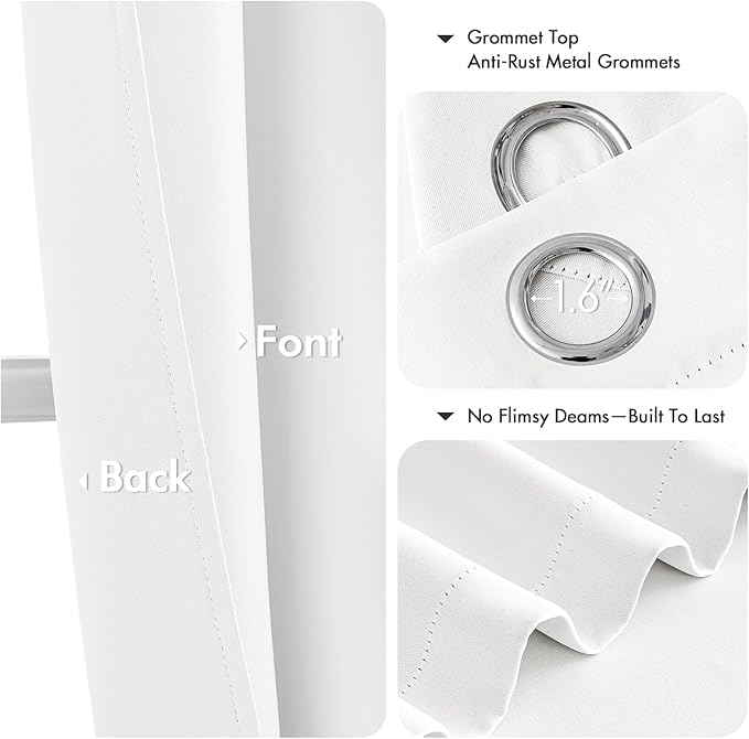 MIULEE Pure White Blackout Curtains for Bedroom Living Room 36 Inches Long 2 Panels, Thermal Insulated Room Darkening Drapes Grommet Noise Reducing Light Blocking Window Treatments 40x36 Inch