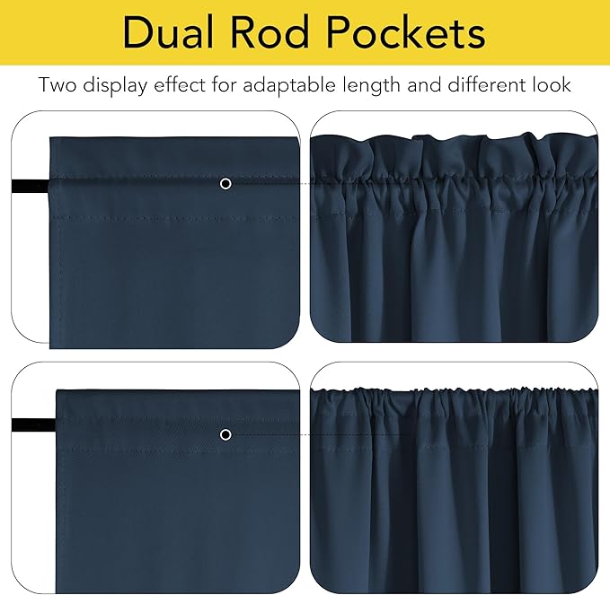 NICETOWN 100% Blackout Door Curtain Thermal Insulated Privacy Curtain for French Front Door with Adjustable Tieback, Room Darkening Window Covering for Kitchen, W30 x L72, 1 Panel, Navy