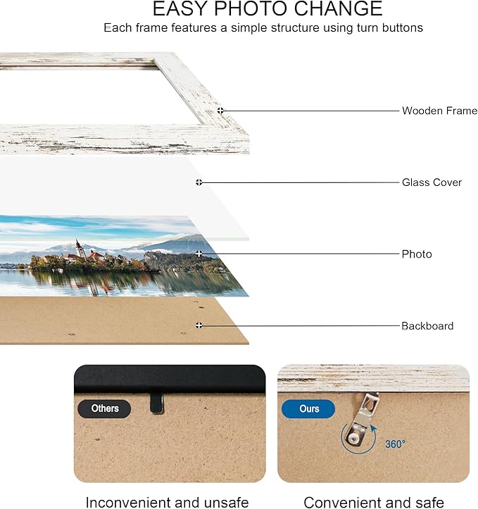 13x39 Puzzle Frame 2 Packs, Real Glass and Distressed White Wood Frame, Display Panoramic 13 x 39 Picture Frames - Horizontal or Vertical Wall Mounting