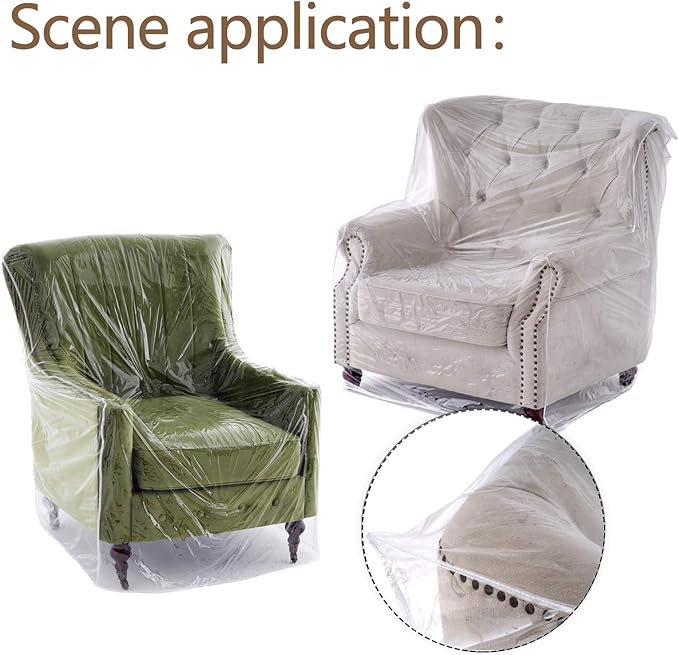 wokire Heavy Duty Plastic Recliner Cover Pets | Cat Dog Scratching Protector Clear Vinyl Waterproof Sofa/Couch Covers,Furniture Living Room Chairs for Storage and Moving 36" W - Armchair（1 Pack）