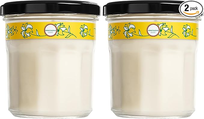 MRS. MEYER'S CLEAN DAY Soy Aromatherapy Candle, 35 Hour Burn Time, Made with Soy Wax and Essential Oils, Honeysuckle, 7.2 Oz (Pack of 2)