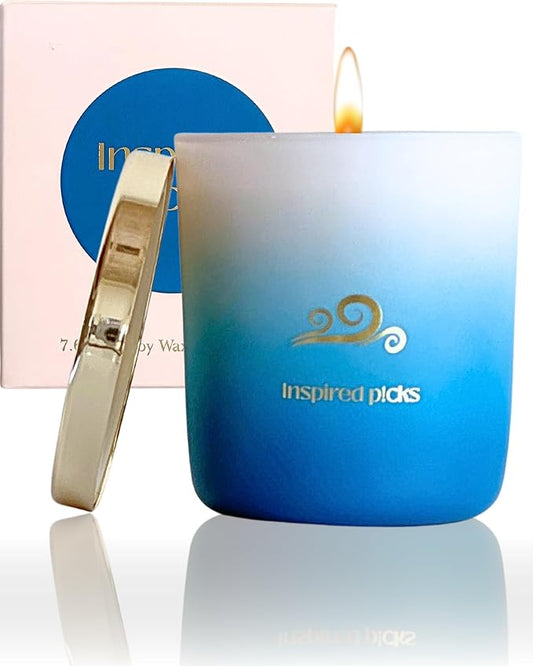Bath Candle | Sea Breeze Scent w/Gold Blue Waves Symbol | Luxury Candle for Date Night, Spring Home Scents, Mother's Day, Bathroom & Gifts for Women