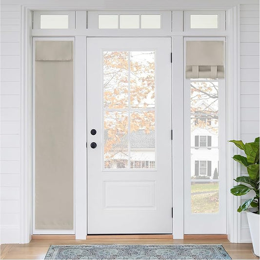 RYB HOME Sidelight French Door Curtains, Privacy Half Window Curtains Thermal Insulate Covering for Patio/Glass/Front Door, W 12 x L 72 inches, Natural, 1 Panel