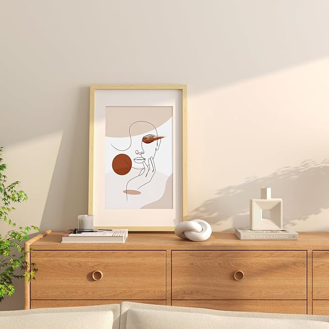 Egofine 16x24 Picture Frame Set of 2 Made of Solid Wood Covered by Plexiglass, Table Top Display and Wall Mounting Photo Frame, Natural Wood