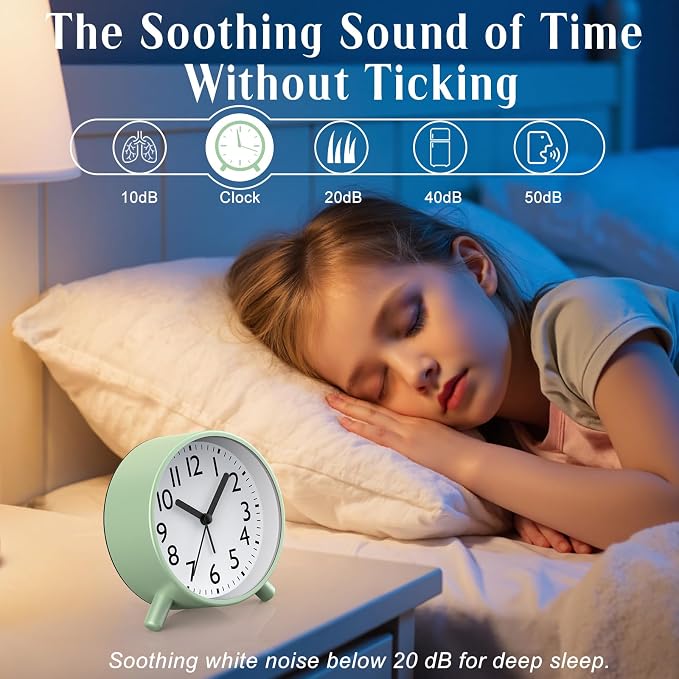 Analog Alarm Clock Night Ligh Battery Operated for Bedroom - Image 4