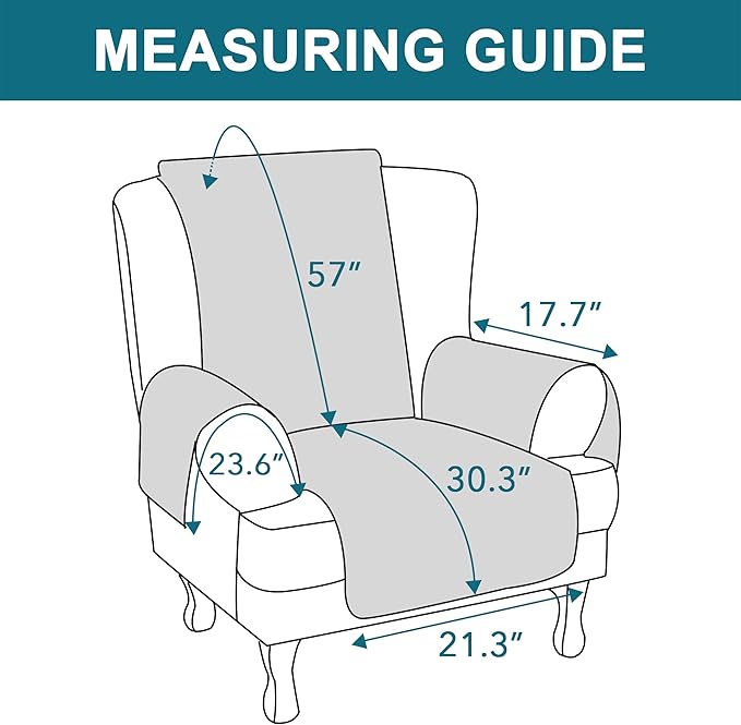 Turquoize 100% Waterproof Wing Chair Cover Wing Armchair Slipcovers Chair Couch Protector Triple Non-Slip Sofa Slipcover for Wing Chair Furniture Protector for Pets, Kids,Dog (Wing Chair, Black)