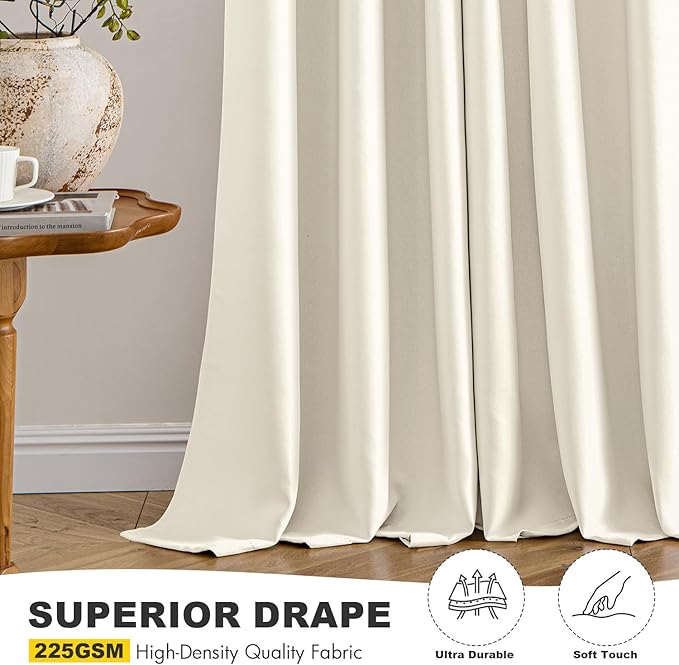 MIULEE Birch Blackout Curtains for Bedroom Living Room 54 Inches Long 2 Panels, Thermal Insulated Room Darkening Drapes Grommet Noise Reducing Light Blocking Window Treatments 40x54 Inch