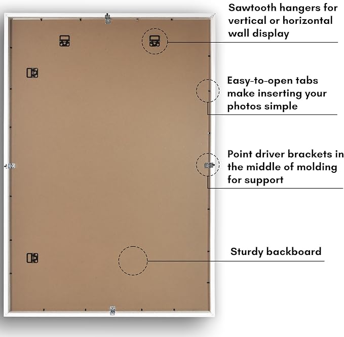 Americanflat 24x36 Poster Frame with Polished Plexiglass - Use as 20x30 Frame with Mat or Display 24x36 Photo Without Mat - Soho Collection - Deep Molding Picture Frames for Wall Display - White