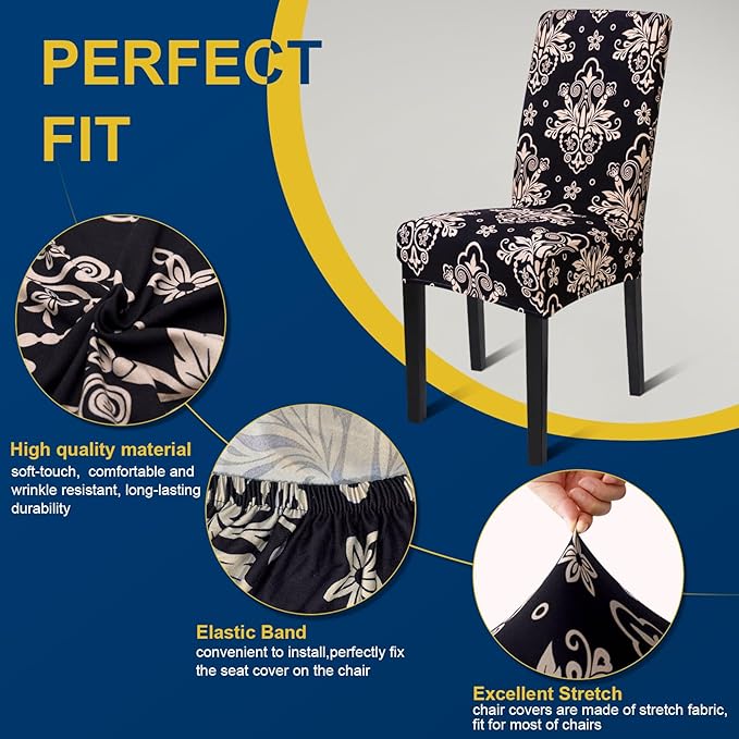 Chair Covers, Stretch Kitchen Chair Covers/Dining Chair Covers for Dining Room 8 Pack, Removable Washable Dining Chair Slipcovers for Home, Hotel, Banquet