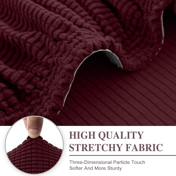 LA MEACK Couch Cushion Cover Seat Cushion Cover Stretch Armchair Cover Separate Sectional Sofa Slipcovers Furniture Protector(1 Piece for Seat or Sofa Backrest, Burgundy)