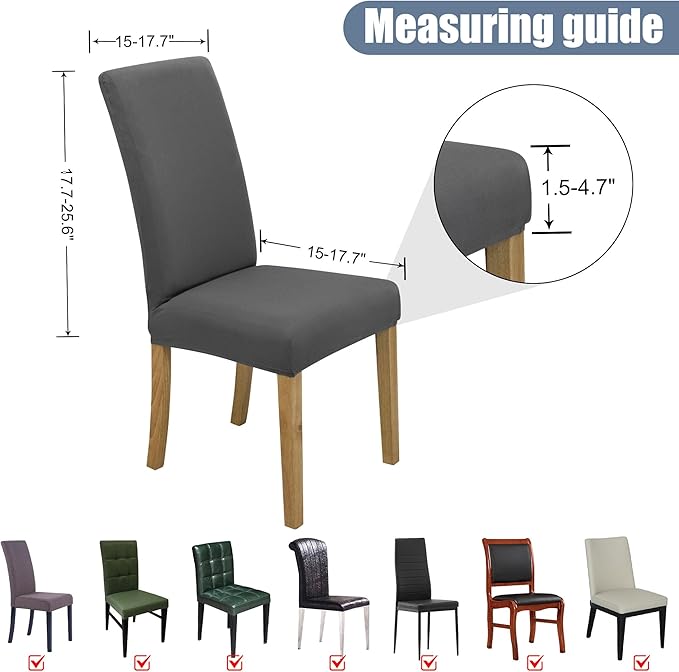 BIETYONE Chair Covers,Dining Room Chair Covers Set of 8,Stretch Kitchen Chair Cover,Washable Dining Chair Cover,Parsons Chair Slipcovers Protective,for Home,Restaurant,Banquet