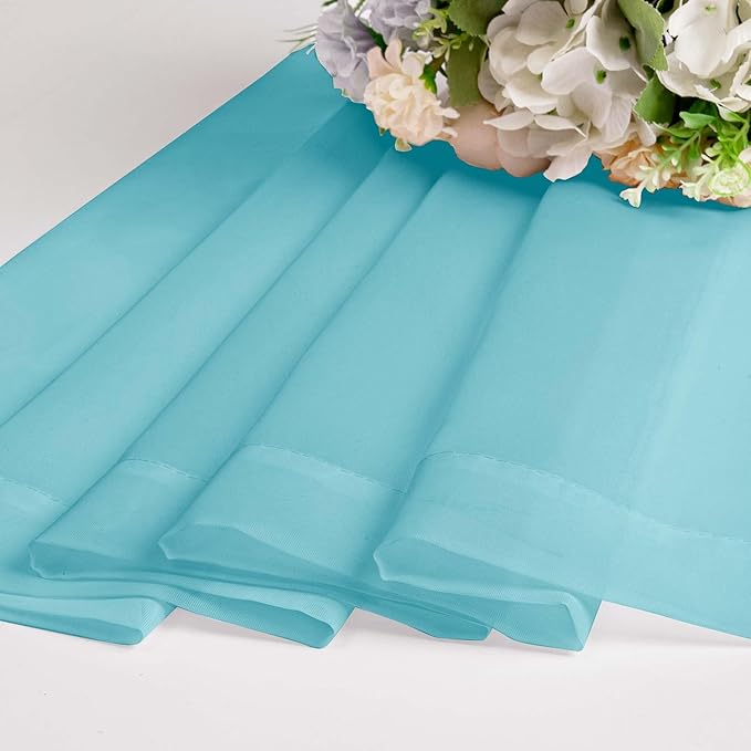 OWENIE Sheer Aqua Curtains for Bedroom Living Room 63 Inch Length 2 Panels Set, Modern Soft Solid Light Filtering Sheer Curtains for Dining Room, Rod Pocket Window Treatments, Aqua, 42" Wx63 L