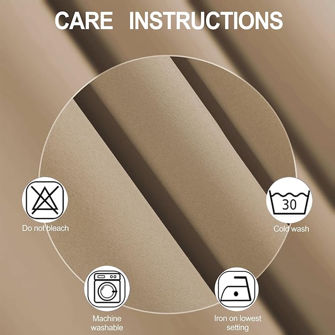 LEMOMO Blackout Curtains 52 x 84 inches Long Natural Curtains Set of 2 Panels Thermal Insulated Room Darkening Curtains for Bedroom