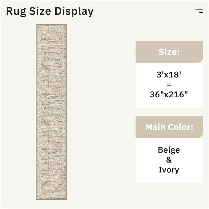 Soalmost Hallway Runner Rug 3x18 - Kitchen Rugs 18ft Washable Entryway Rug Vintage Kitchen Runners Non Slip Farmhouse Indoor Carpet Runner for Living Room Bedroom, Brown