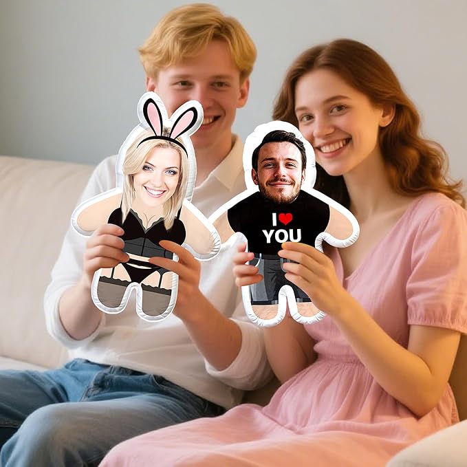 Custom Face Pillow Cute Personalized Photo Plush Doll, 3D Double-Sided Plush Stuffed Pillow for Home Sofa Decor Customized Funny Pillow for Valentines Day Gifts for Boyfriend Girlfriend Him Her