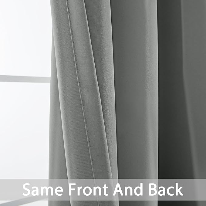Yakamok Wide Thermal Blackout Patio Door Curtain Panel, Dove Grey Grommet Sliding Door Insulated Curtains, Extra Wide Curtains for Sliding Glass Door, Dove Gray, W52 x L84, 1 Panel