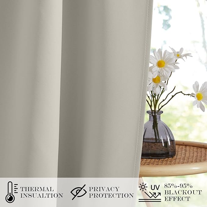 NICETOWN Blackout Side Door Curtains, Front Door Curtains for Small Window, Privacy Shades for Sidelight, Thermal Insulated Window Covering, Natural, 1 Panel, W12 X L40 Inches Long