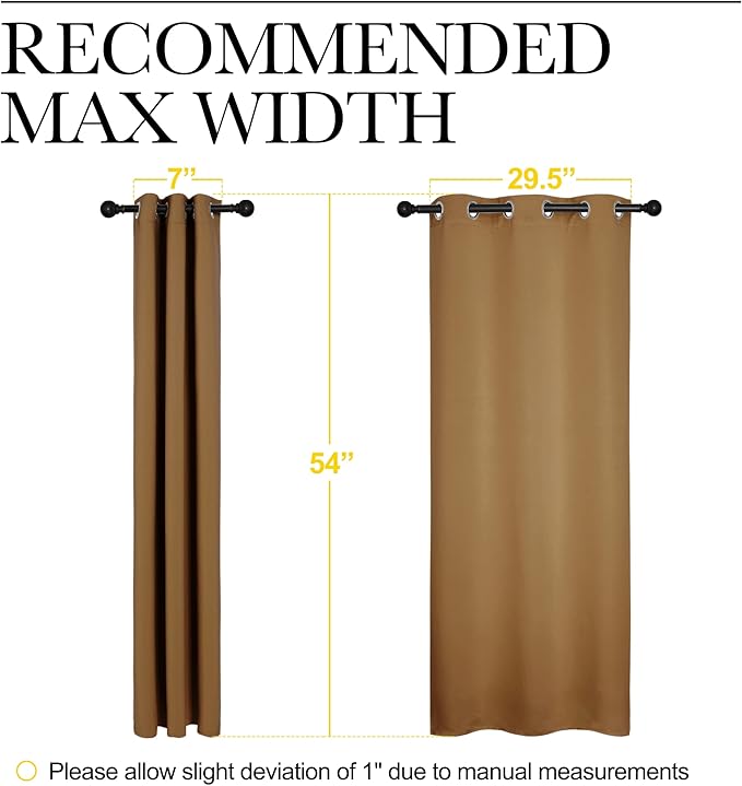 NICETOWN Sleek Blackout Curtains 54 inches Length for Small Windows, Noise Reducing and Block Draft Panels for Door Doorway Laundry Office Luxury Decor Theme (2 Panels, Gold Brown, W34 x L54 -Inch)