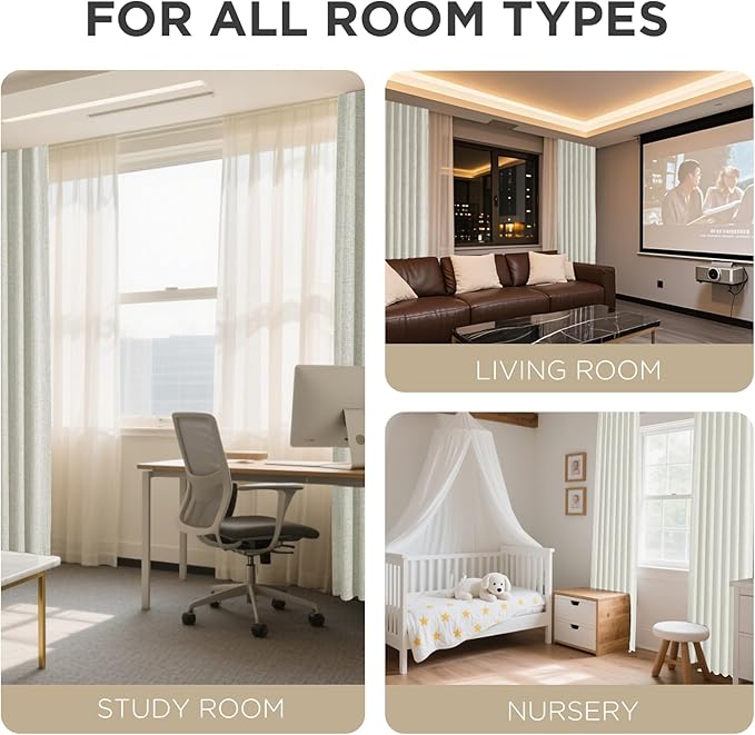 Joydeco Blackout Curtains for Bedroom - 100% Light Blocking 2 Panels Light Beige Drapes 42"W x 90"L, Thermal Insulated Room Darkening Curtains, Linen Textured for Living Room, Rod Pocket & Back Tabs