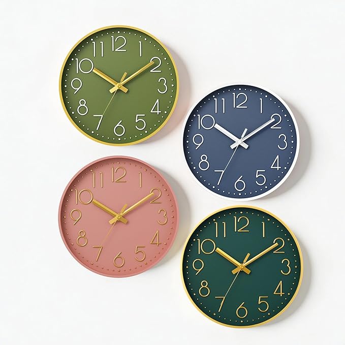 Wall Clock - 14 Inch Silent Non-Ticking Modern 3D Wall Clocks Battery Operated - Decorative Clock for Kitchen, Home Office, Bathroom, Bedroom, Living Room(Rose Gold)