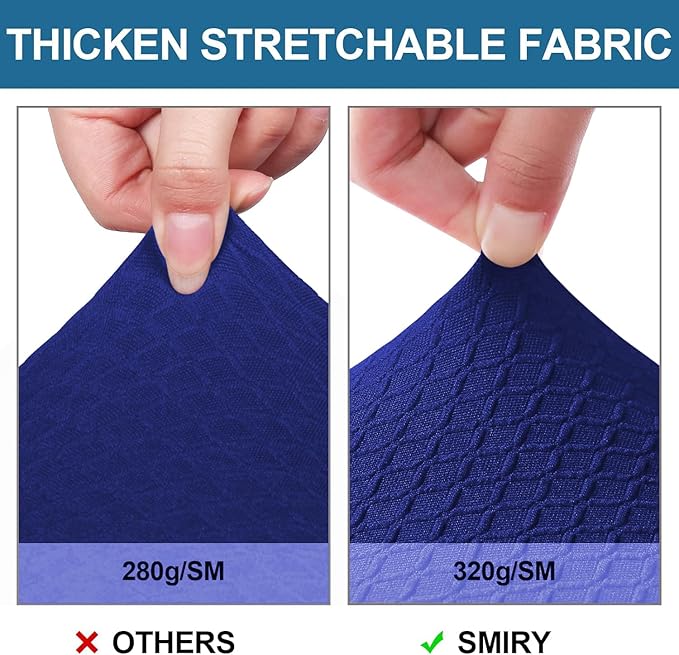 Smiry Waterproof Seat Covers for Dining Room Chairs Set of 4, Stretch Jacquard Removable Washable Chair Seat Slipcovers Protector, No Rear Covers, Royal Blue