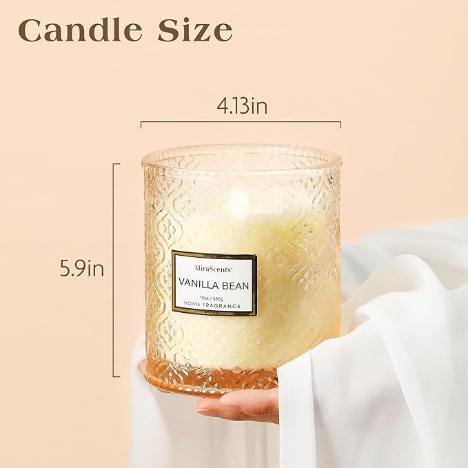 Vanilla Scented Candles, Christmas Winter Vanilla Bean 19oz Candle Gifts for Women, Luxury Large Decorative Candles in Glass, Natural Soy Wax for Home