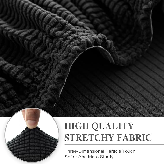 LA MEACK Couch Cushion Cover Loveseat Cover or 2 Seat Sofa Cover Washable Stretch Sectional Sofa Slipcover(1 Piece for Loveseat or Sofa 2-Seater, Black)