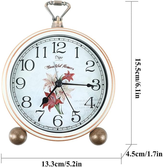 Maxspace Classic Vintage Clocks - Elegant and Decorative Analog Clock,Silent Non-Ticking Clock with Distressed Metal Frame for Office, Living Room or Bedroom - Image 7