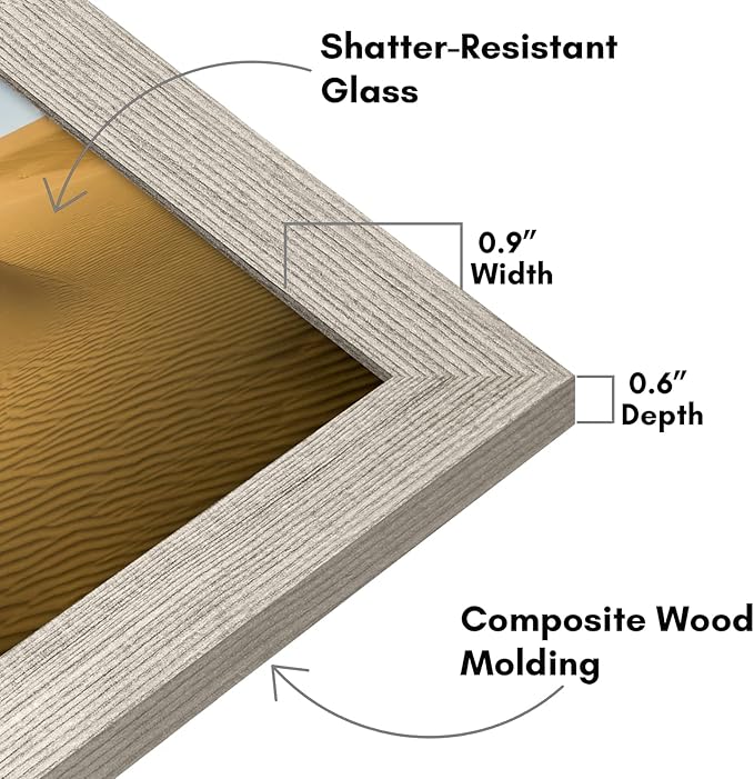 Americanflat 13x19 Picture Frame with Shatter-Resistant Glass - Signature Collection - Gallery-Style Frames Made of Engineered Wood - Photo Frame for Wall Display - Driftwood