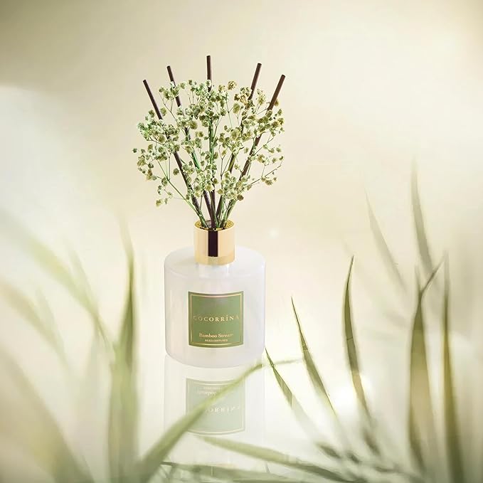 Cocorr??na Reed Diffuser - Bamboo Stream Scented Diffuser with 8 Sticks Home Fragrance Reed Diffuser for Bathroom Shelf Decor