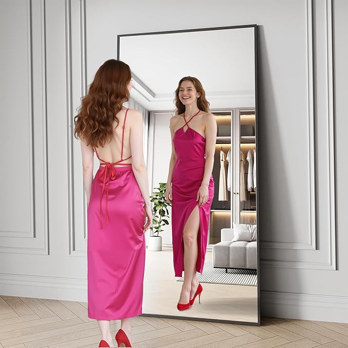Bathroom Mirror 36"x71" Matte Black Rectangle Bathroom Wall Mirror for Over Sink, Modern Large Vanity Mirror, HD Tempered Glass, Anti-Rust Aluminum Alloy Frame, for Living Room, Bedroom, Entryway