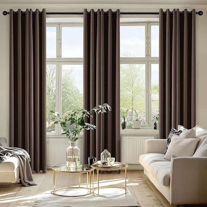 MIULEE Chocolate Brown Blackout Curtains for Bedroom Living Room 84 Inches Long 2 Panels, Thermal Insulated Room Darkening Drapes Grommet Noise Reducing Light Blocking Window Treatments 40x84 inch