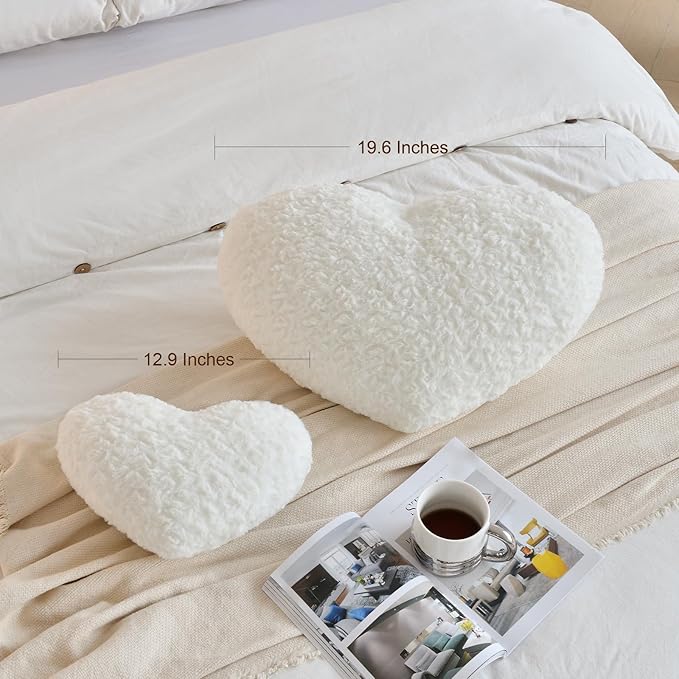 Heart Pillow, Soft Heart Shaped Pillow with Room Decorative Throw Pillows for Bed Couch Chair Sofa, Heart Shaped Cute Throw Pillow Cushion for Bedroom Living Room (Lavender, Mini 12.9" x 9.8")