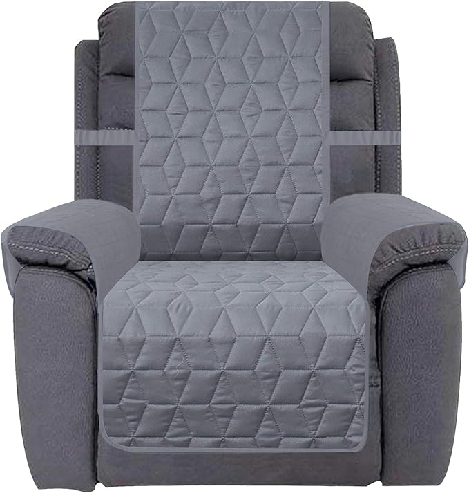 Ameritex Waterproof Nonslip Recliner Cover Christmas Decor Stay in Place, Dog Couch Recliner Cover Furniture Protector for Pets and Kids (Light Grey, 23'')