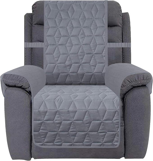 Ameritex Waterproof Nonslip Recliner Cover Christmas Decor Stay in Place, Dog Couch Recliner Cover Furniture Protector for Pets and Kids (Light Grey, 23'')