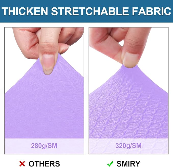 Smiry Waterproof Seat Covers for Dining Room Chairs Set of 8, Stretch Jacquard Removable Washable Chair Seat Slipcovers Protector, No Rear Covers, Lavender
