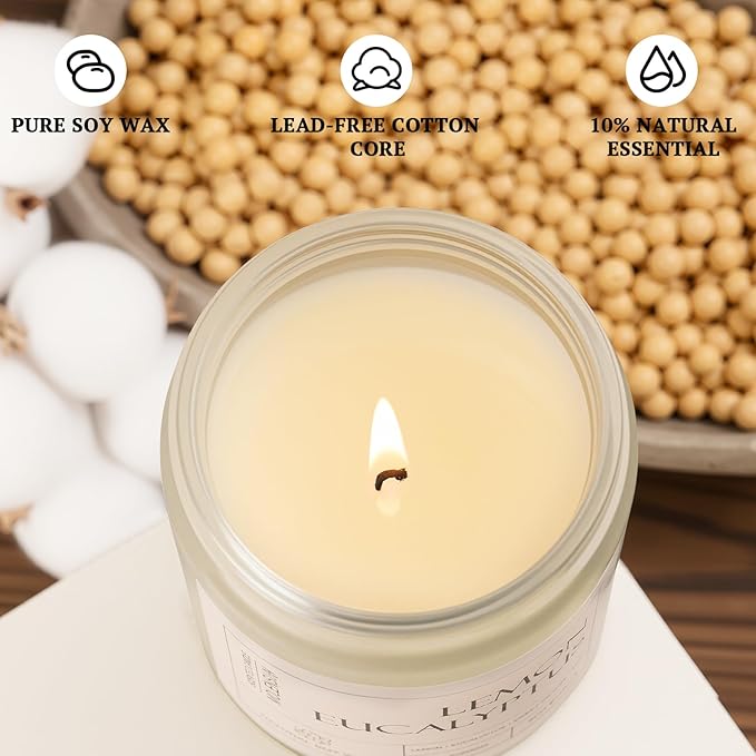 4 Pack Candles for Home Scented, 28 oz Long Lasting Candles, Soy Candle Set Gift for Women - Lavender Thyme/Lemon Eucalyptus/Sage &Citrus/Vanilla Cupcake