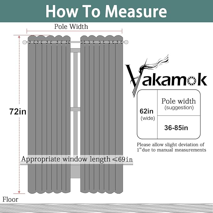 Yakamok Blackout Curtains Room Darkening Thermal Insulated Window Panels,Solid Grommet Top Drapes for Bedroom/Living Room(62Wx72L, Natural, 2 Panels)