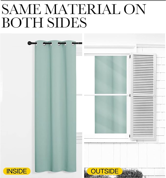 NICETOWN Thermal Insulated Solid Grommet Blackout Curtains/Drape for Living Room (Aqua, 1 Pair, 42 by 84-Inch)
