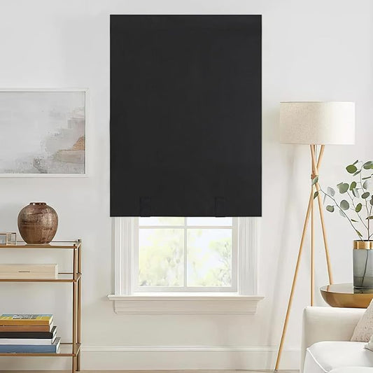 NICETOWN 100% Blackout French Door Curtains, Privacy Curtains for Patio Galss Door, 30 X 72 Inch No Drill Thermal Insualted Curtains, Window Covering for Cordless Blinds, (1 Panel, Black)